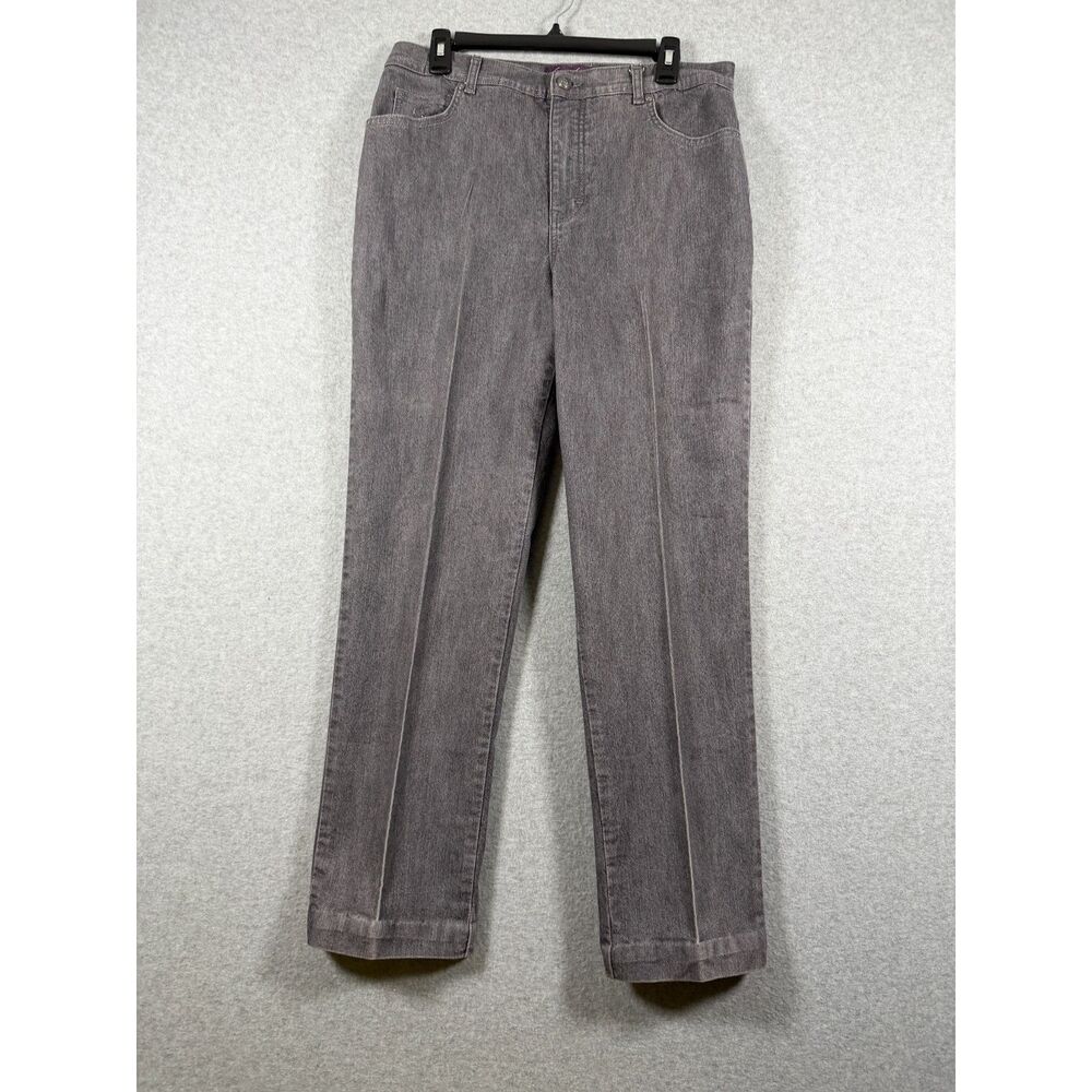 Gloria Vanderbilt Amanda Women's 14 Gray Rhinestone Straight Leg Jeans 3987